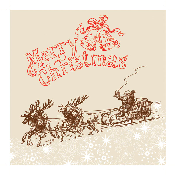 free vector Line drawing christmas cards vector